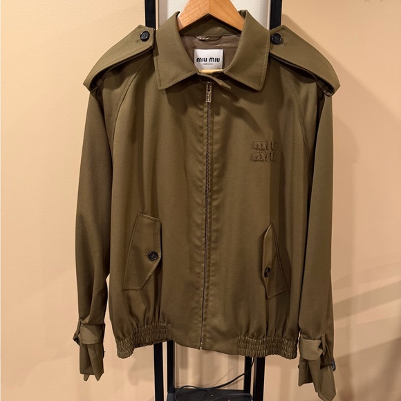 Miu Miu Gabardine Epaulette Military Blouson Bomber Jacket - Picture 13 of 16